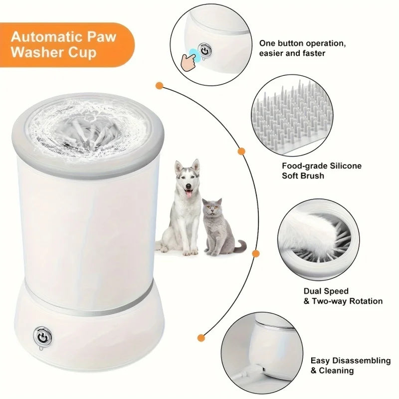 Muddy Paws Be Gone! All Around Automatic Pet Paw Cleaner With Long Lasting Charge.